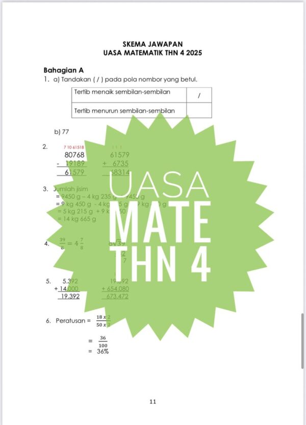 UASA - Matematik Tahun 4 2025/2026 (Set 2A-JSU+JSI) - Image 4