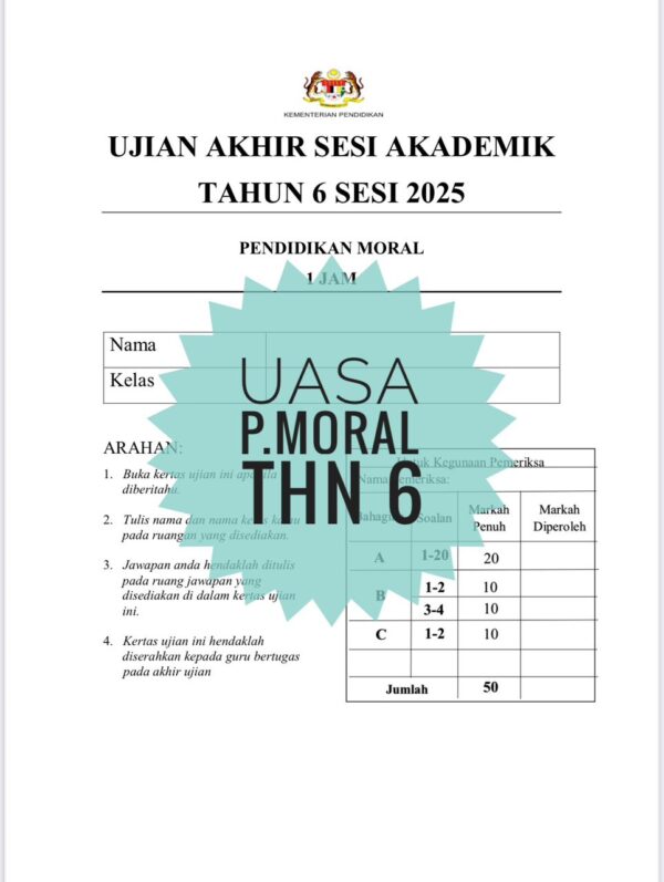 UASA - Pendidikan Moral Tahun 6 2025/2026 (Set 1A - JSU) - Image 3