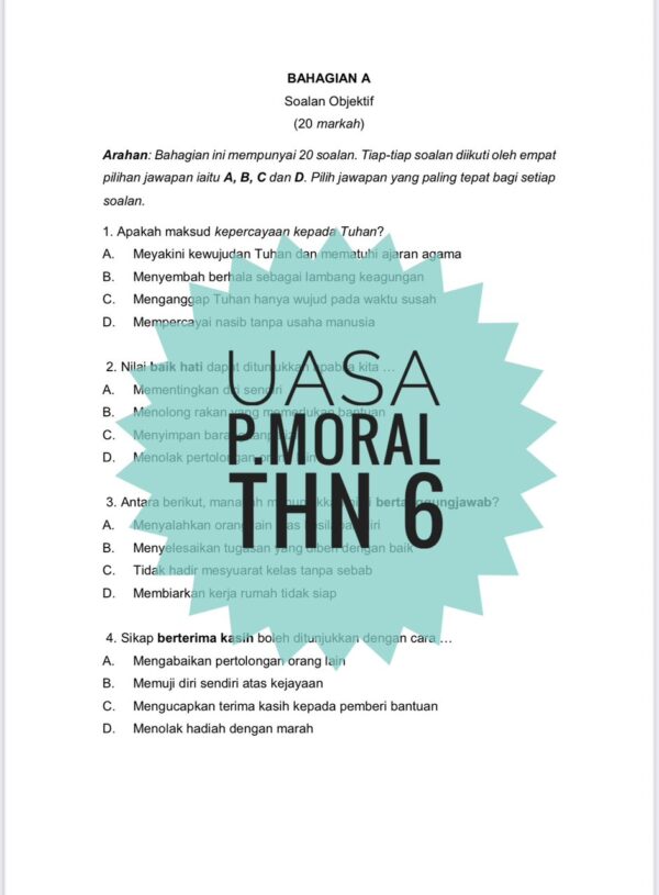 UASA - Pendidikan Moral Tahun 6 2025/2026 (Set 1A - JSU) - Image 4