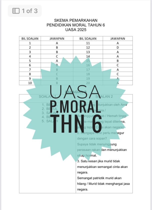 UASA - Pendidikan Moral Tahun 6 2025/2026 (Set 1A - JSU) - Image 7
