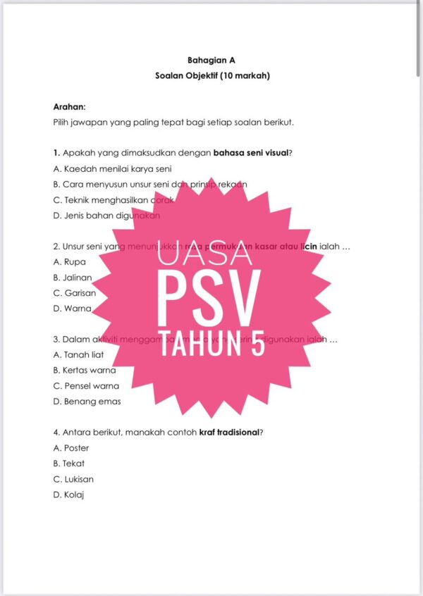 UASA - Pendidikan Seni Visual Tahun 5 2025/2026 (Set 1A - JSU) - Image 6
