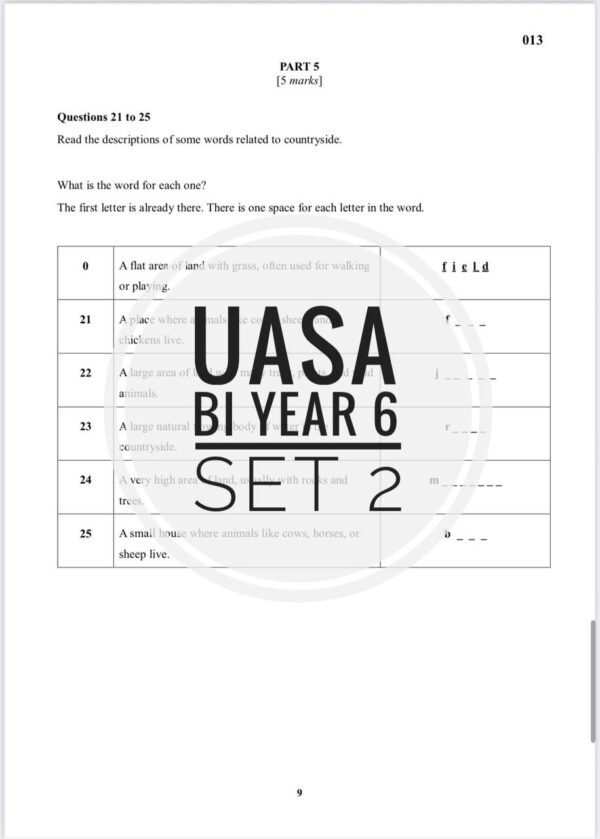 UASA - Bahasa Inggeris Tahun 6 2025/2026 (Set 2C) - Image 5