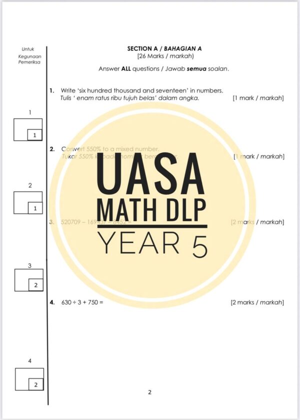 UASA - Mathematics DLP Tahun 5 2025/2026 (Set 2A-JSI+JSU) - Image 4