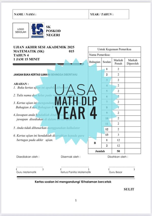 UASA - Mathematics DLP Tahun 4 2025/2026 (Set 2B-JSU) - Image 3