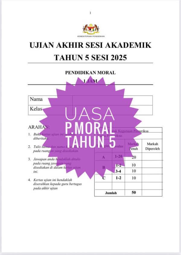UASA - Pendidikan Moral Tahun 5 2025/2026 (Set 1B) - Image 2