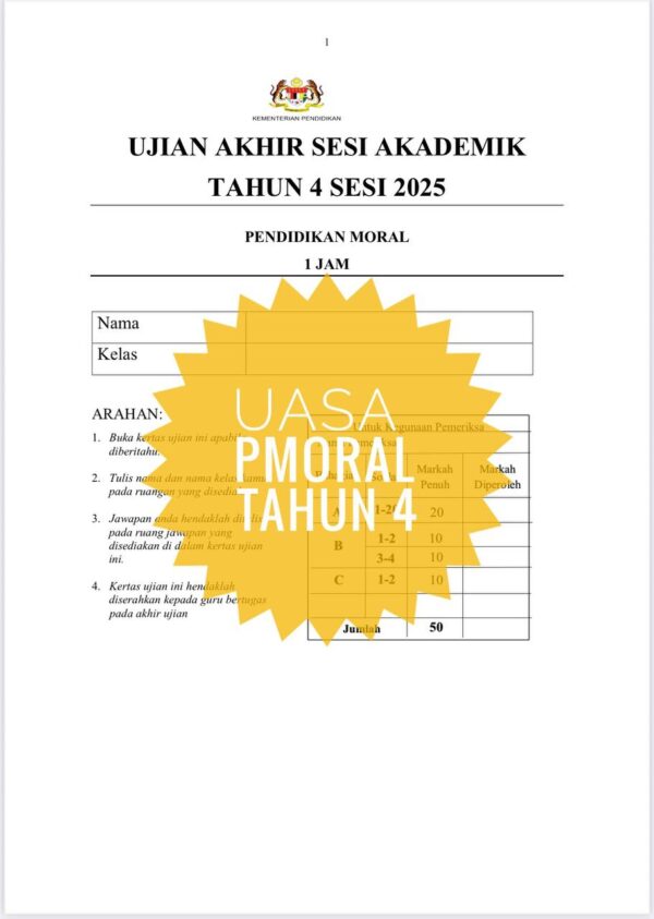 UASA - Pendidikan Moral Tahun 4 2025/2026 (Set 1B) - Image 2