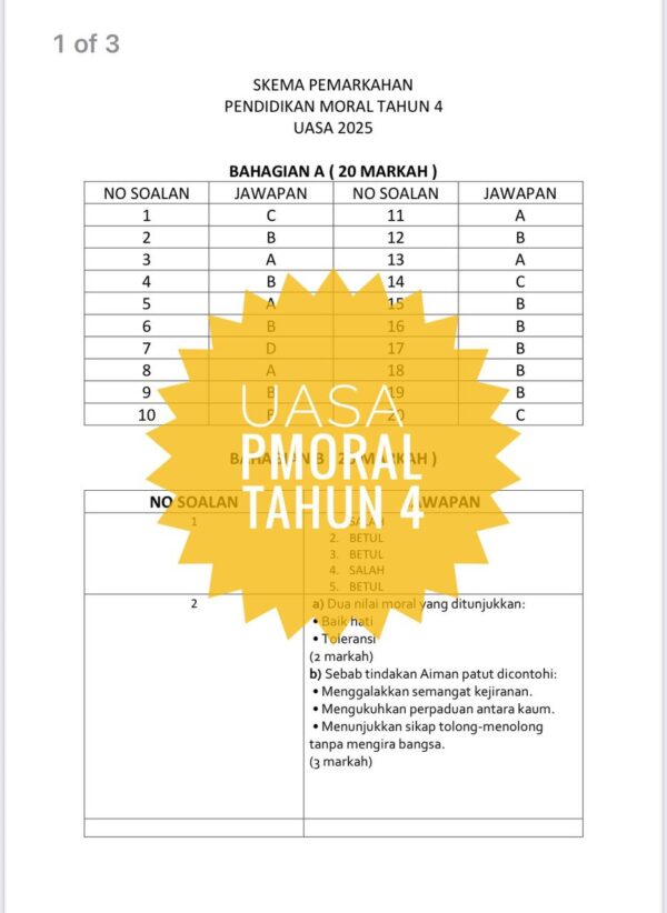 UASA - Pendidikan Moral Tahun 4 2025/2026 (Set 1B) - Image 6