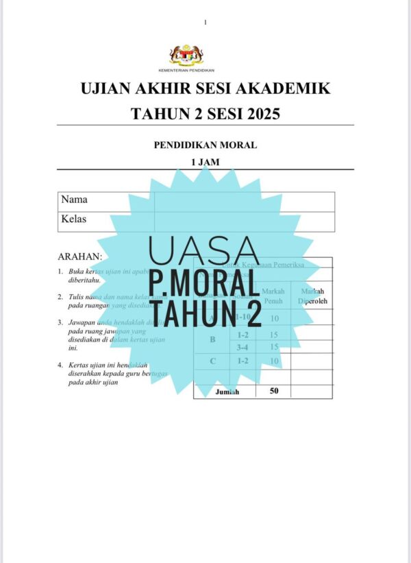 UASA - Pendidikan Moral Tahun 2 2025/2026 (Set 1A - JSU) - Image 5