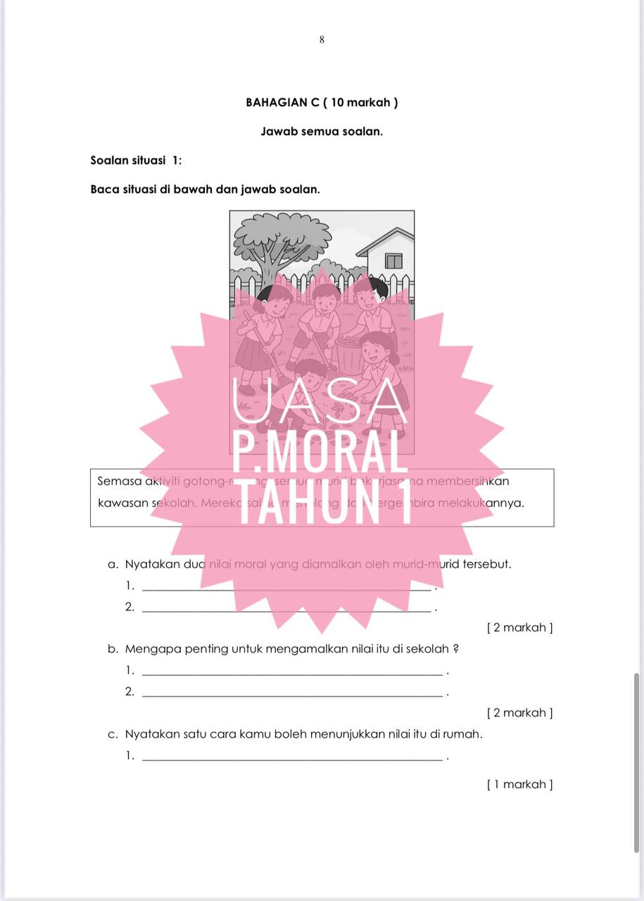 UASA - Pendidikan Moral Tahun 1 2025/2026 (Set 1A - JSU) UASA - Pendidikan Moral Tahun 1 2025/2026 (Set 1B) - Image 3