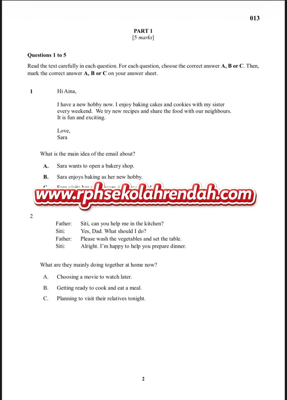 UPSA - Bahasa Inggeris Tahun 5 2026 (Set 2 - Soalan Sahaja) UPSA - Bahasa Inggeris Tahun 5 2026 (Set 2 - Soalan + JSU + JSI) - Image 3