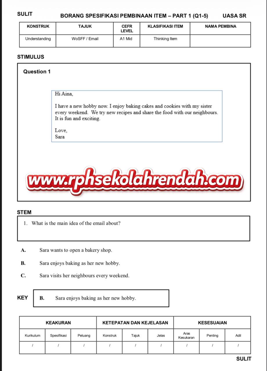 UPSA - Bahasa Inggeris Tahun 5 2026 (Set 2 - Soalan + JSU + JSI) UPSA - Bahasa Inggeris Tahun 5 2026 (Set 2 - Soalan + JSU + JSI) - Image 8