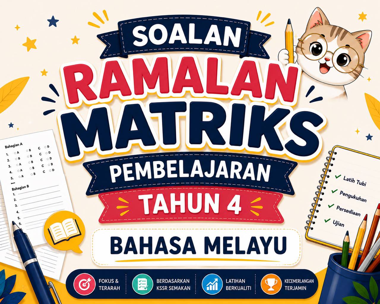 UPSA - Bahasa Melayu Tahun 4 2026 (Set 1 - Soalan + JSU + JSI) MPT4 - Soalan Ramalan Bahasa Melayu Tahun 4 2026 (Set 1)