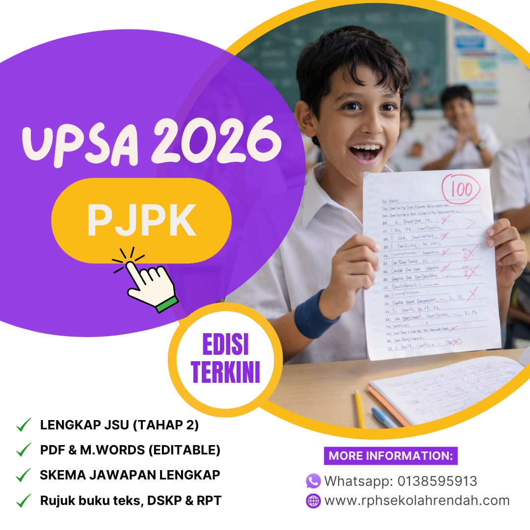 UPSA - PJPK Tahun 6 2026 (Set 1 - Soalan Sahaja) UPSA - PJPK Tahun 6 2026 (Set 1 - Soalan + JSU)