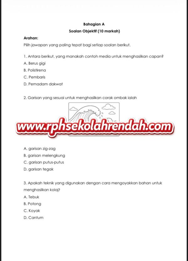 UPSA - Pendidikan Seni Visual Tahun 5 2026 (Set 1 - Soalan Sahaja ...