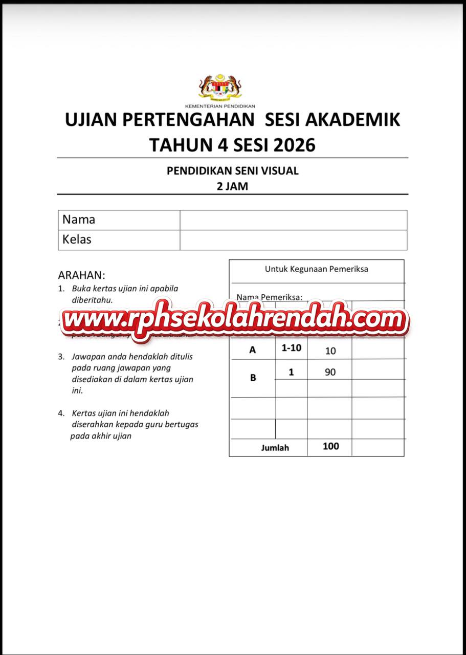 UPSA - Pendidikan Seni Visual Tahun 4 2026 (Set 1 - Soalan Sahaja) UPSA - Pendidikan Seni Visual Tahun 4 2026 (Set 1 - Soalan Sahaja) - Image 2
