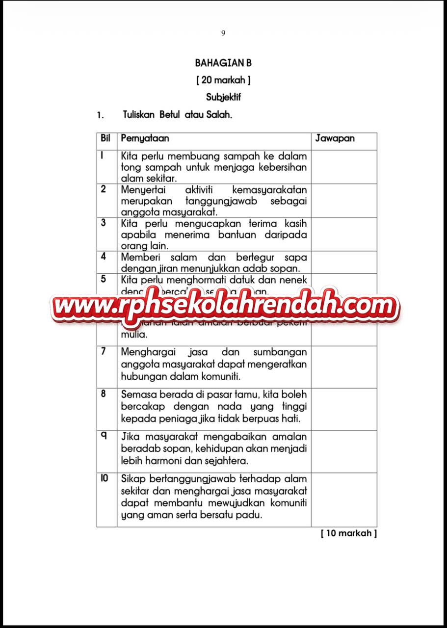 UPSA - Pendidikan Moral Tahun 5 2026 (Set 1 - Soalan Sahaja) UPSA - Pendidikan Moral Tahun 5 2026 (Set 1 - Soalan Sahaja) - Image 4