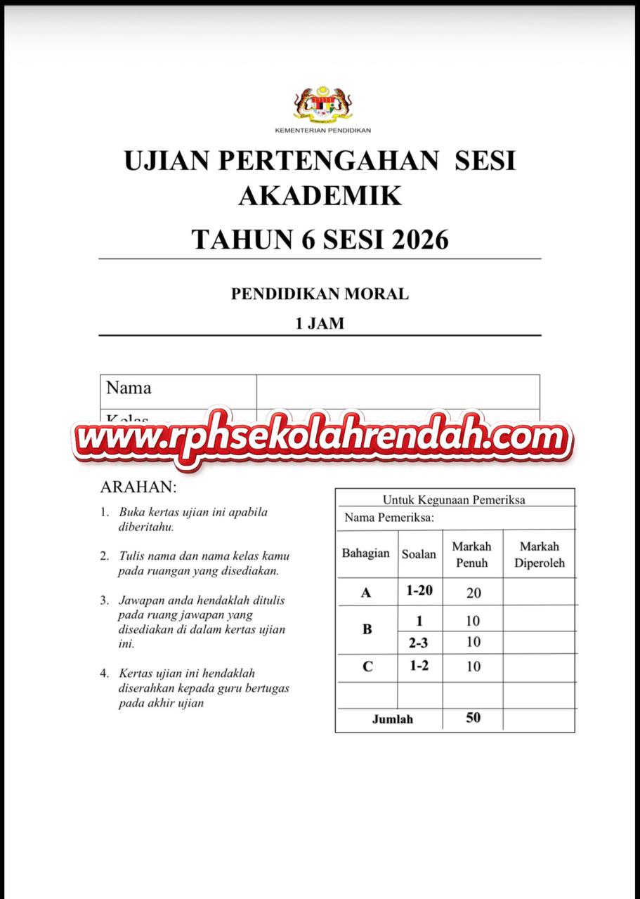 UPSA - Pendidikan Moral Tahun 6 2026 (Set 1 - Soalan Sahaja) UPSA - Pendidikan Moral Tahun 6 2026 (Set 1 - Soalan Sahaja) - Image 2