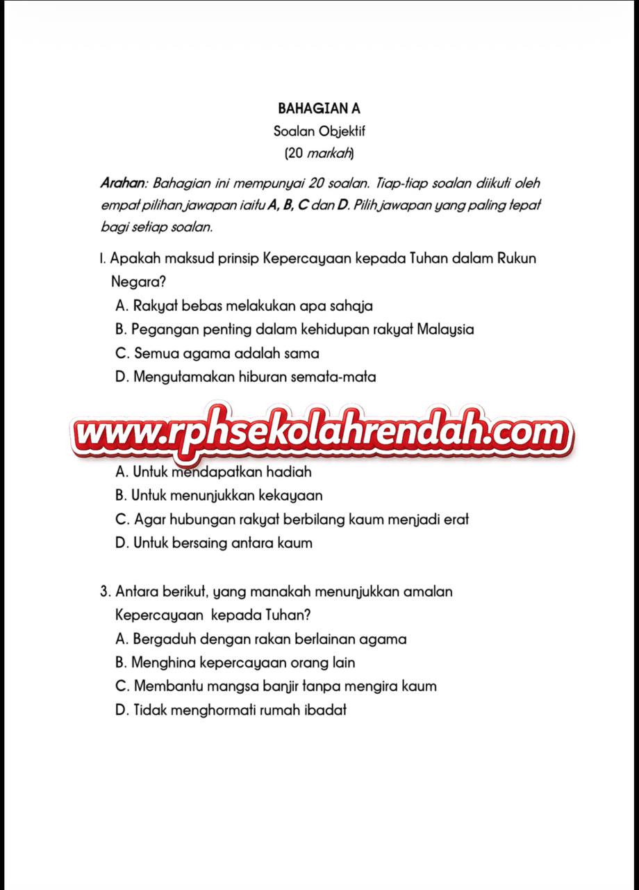UPSA - Pendidikan Moral Tahun 6 2026 (Set 1 - Soalan Sahaja) UPSA - Pendidikan Moral Tahun 6 2026 (Set 1 - Soalan Sahaja) - Image 3