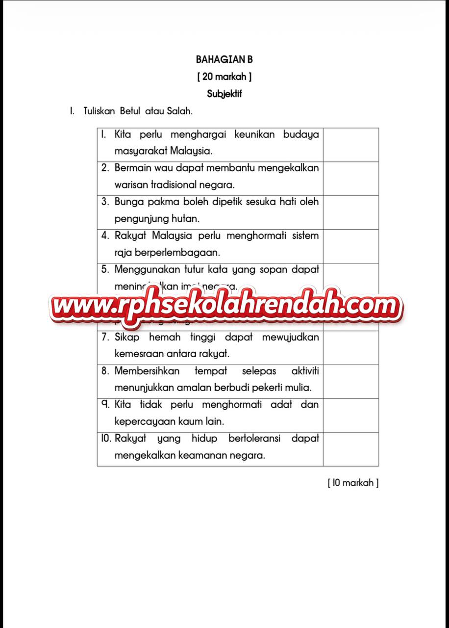 UPSA - Pendidikan Moral Tahun 6 2026 (Set 1 - Soalan Sahaja) UPSA - Pendidikan Moral Tahun 6 2026 (Set 1 - Soalan Sahaja) - Image 4