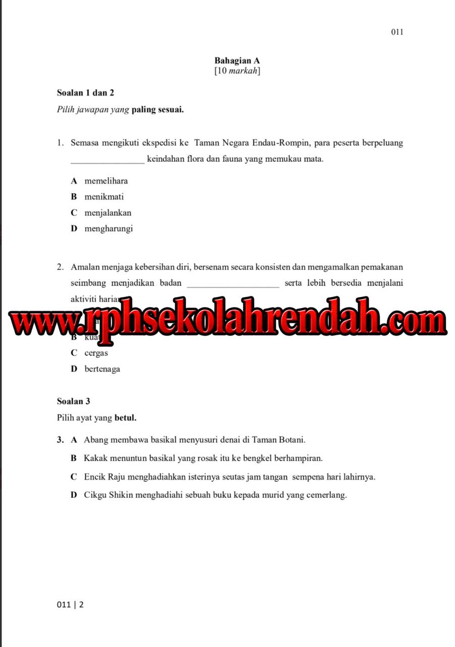 UASA - Bahasa Melayu Tahun 6 2026 (Set 1 - Soalan Sahaja) UASA - Bahasa Melayu Tahun 6 2026 (Set 1 - Soalan + JSU) - Image 3