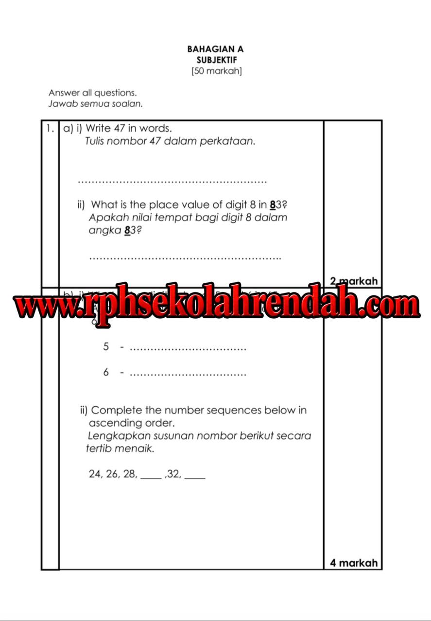 PASA - Mathematics DLP Tahun 1 2026 (Set 1 - Soalan Sahaja) PASA - Mathematics DLP Tahun 1 2026 (Set 1 - Soalan Sahaja) - Image 3