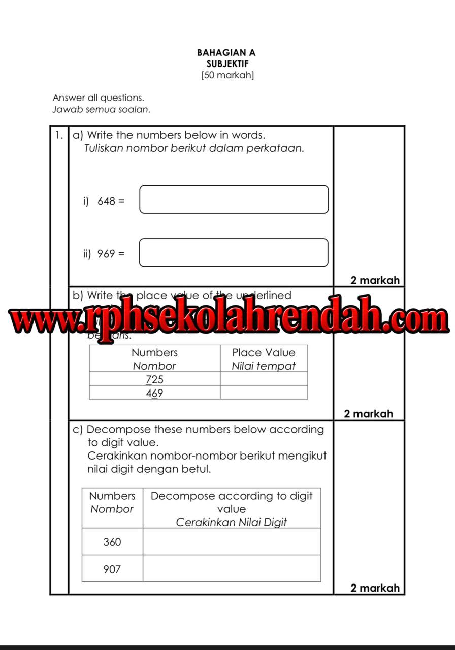 PASA - Mathematics DLP Tahun 2 2026 (Set 1 - Soalan Sahaja) PASA - Mathematics DLP Tahun 2 2026 (Set 1 - Soalan Sahaja) - Image 3