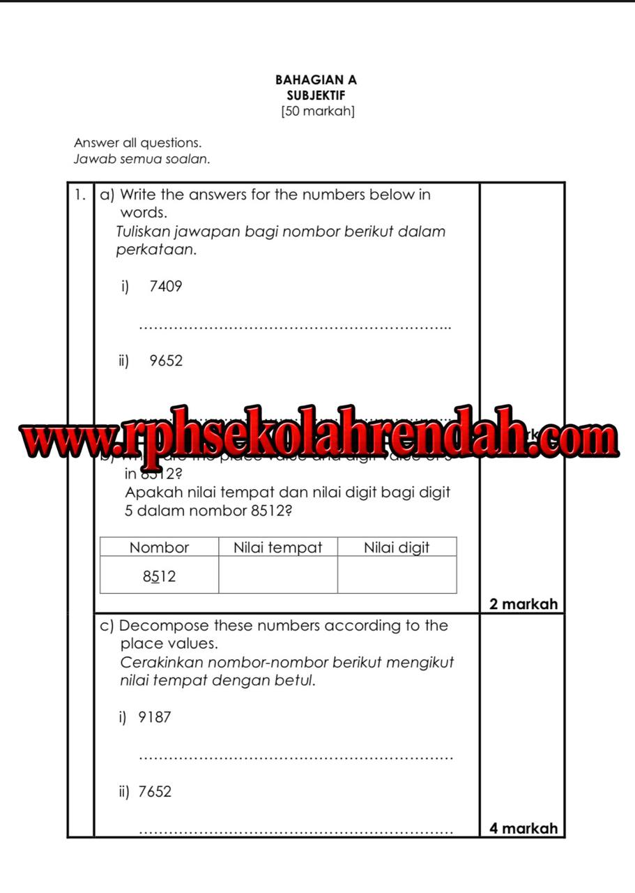 PASA - Mathematics DLP Tahun 3 2026 (Set 1 - Soalan Sahaja) PASA - Mathematics DLP Tahun 3 2026 (Set 1 - Soalan Sahaja) - Image 3