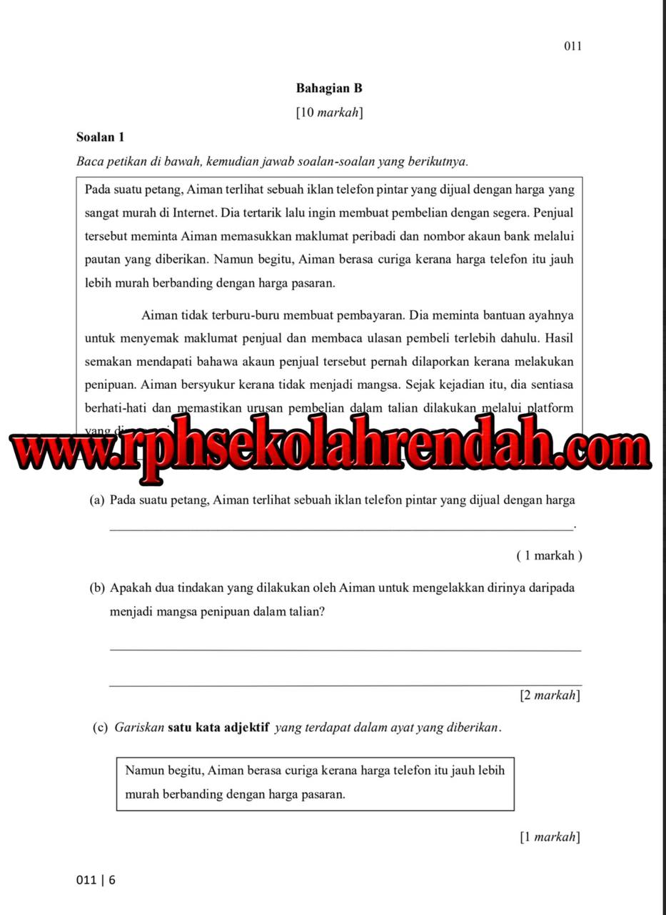 UASA - Bahasa Melayu Tahun 6 2026 (Set 1 - Soalan Sahaja) UASA - Bahasa Melayu Tahun 6 2026 (Set 1 - Soalan + JSU) - Image 4