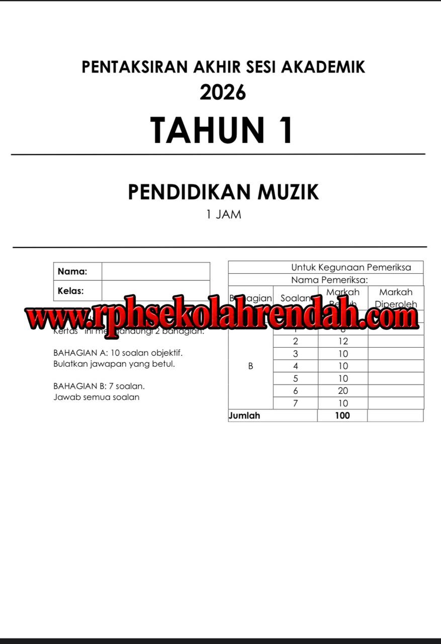 PASA - Pendidikan Muzik Tahun 1 2026 (Set 1 - Soalan Sahaja) PASA - Pendidikan Muzik Tahun 1 2026 (Set 1 - Soalan Sahaja) - Image 2
