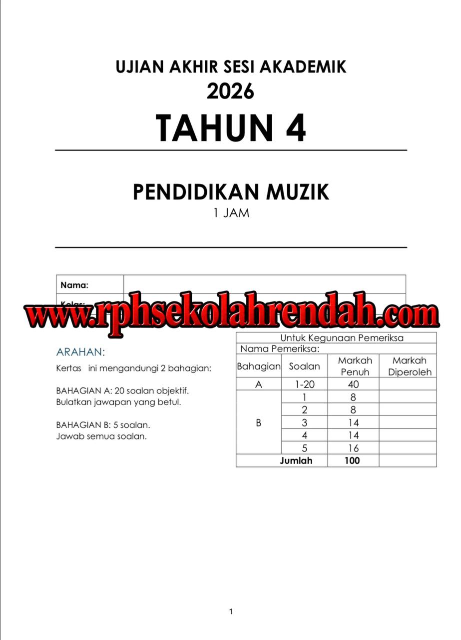 UASA - Muzik Tahun 4 2026 (Set 1 - Soalan Sahaja) UASA - Muzik Tahun 4 2026 (Set 1 - Soalan Sahaja) - Image 2