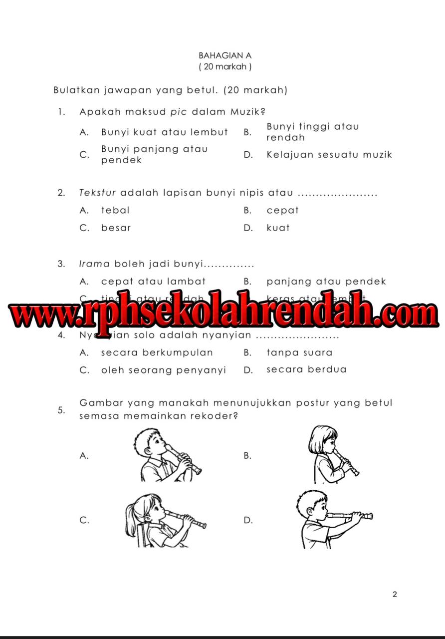 PASA - Pendidikan Muzik Tahun 3 2026 (Set 1 - Soalan Sahaja) PASA - Pendidikan Muzik Tahun 3 2026 (Set 1 - Soalan Sahaja) - Image 3