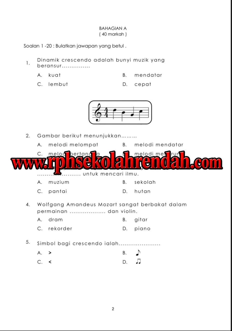 UASA - Muzik Tahun 6 2026 (Set 1 - Soalan Sahaja) UASA - Muzik Tahun 6 2026 (Set 1 - Soalan Sahaja) - Image 3