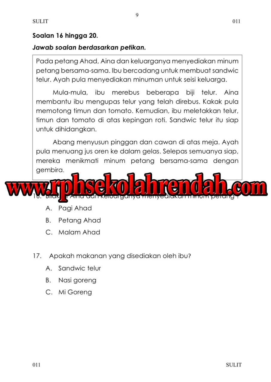 PASA - Bahasa Melayu Tahun 2 2026 (Set 1 - Soalan Sahaja) PASA - Bahasa Melayu Tahun 2 2026 (Set 1 - Soalan Sahaja) - Image 4