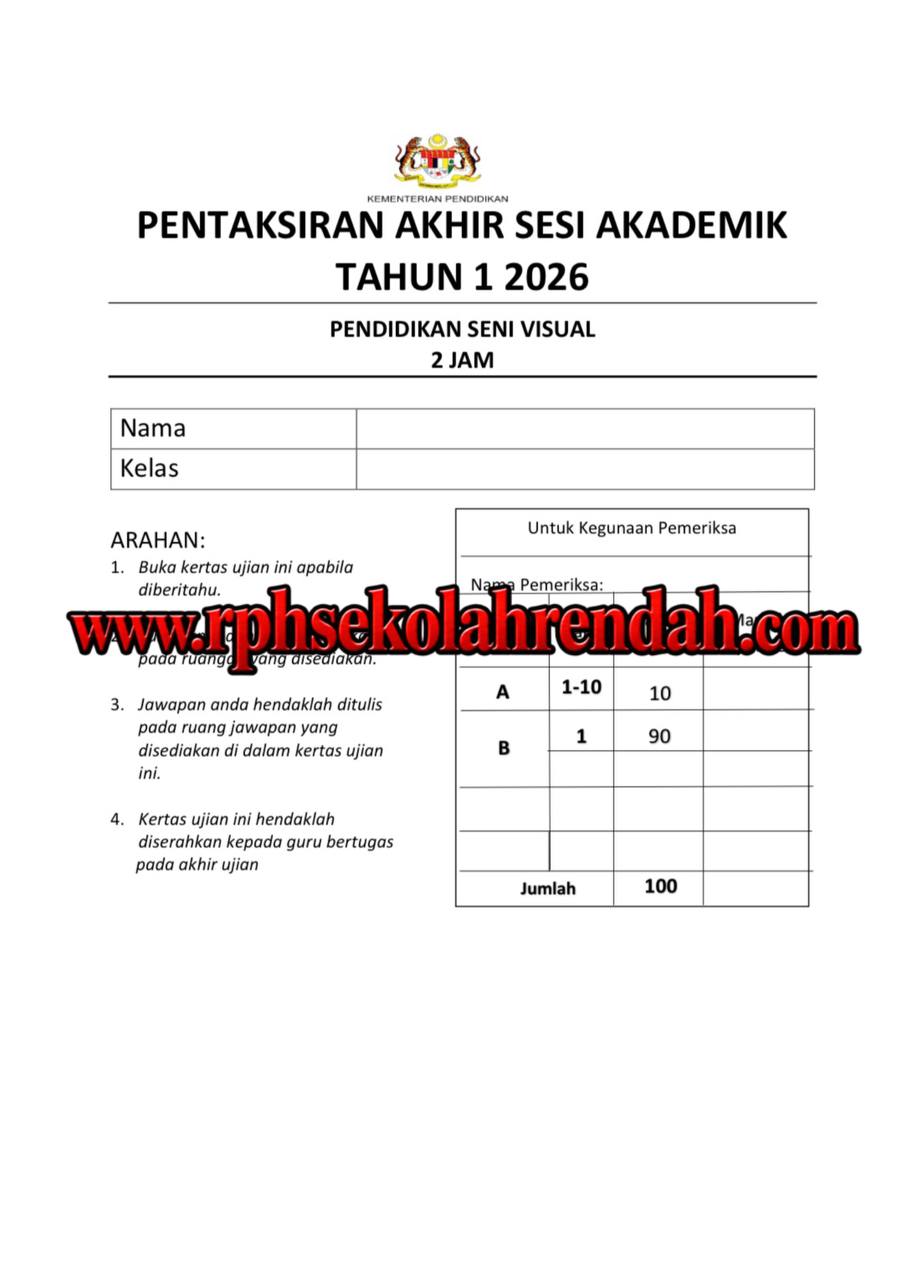 PASA - Pendidikan Seni Visual Tahun 1 2026 (Set 1 - Soalan Sahaja) PASA - Pendidikan Seni Visual Tahun 1 2026 (Set 1 - Soalan Sahaja) - Image 2