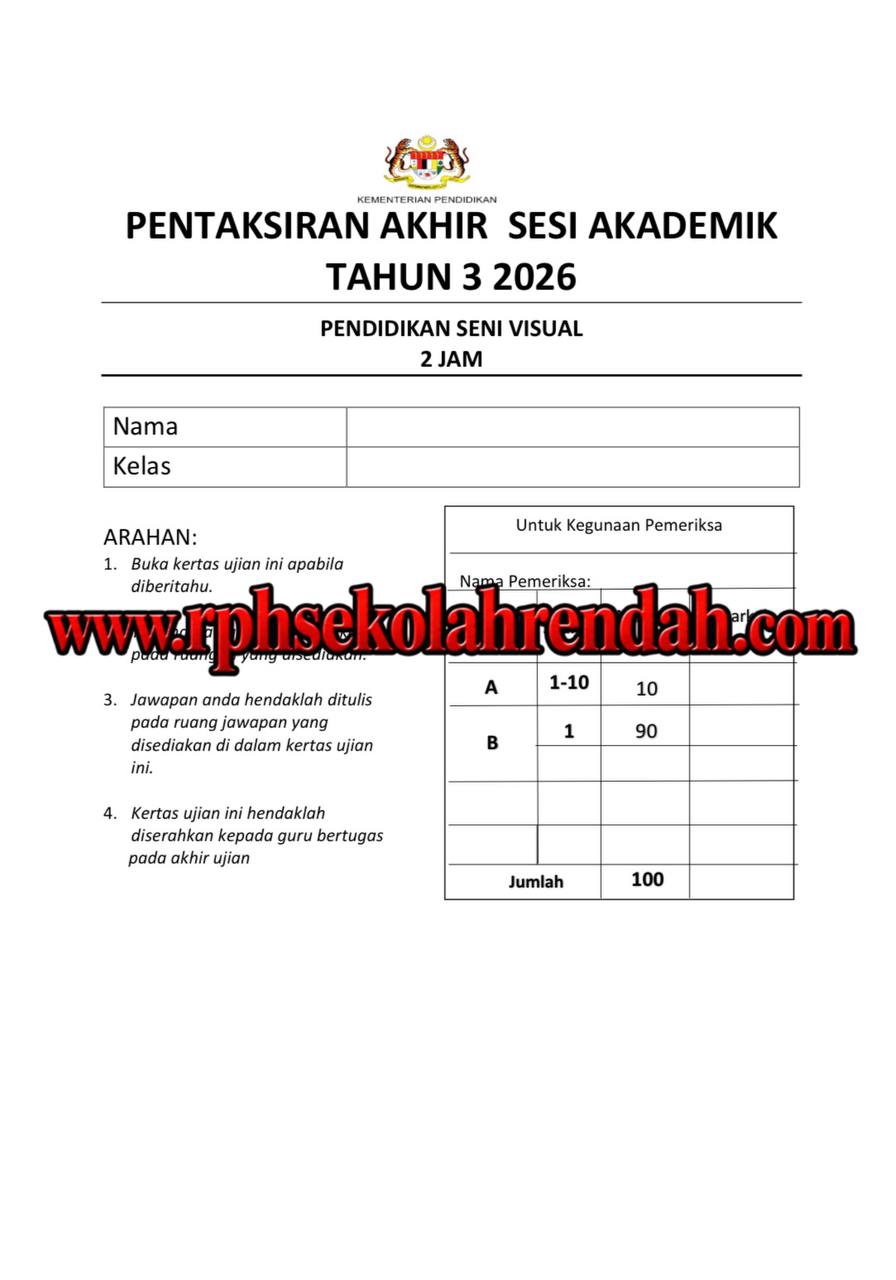 PASA - Pendidikan Seni Visual Tahun 3 2026 (Set 1 - Soalan Sahaja) PASA - Pendidikan Seni Visual Tahun 3 2026 (Set 1 - Soalan Sahaja) - Image 2