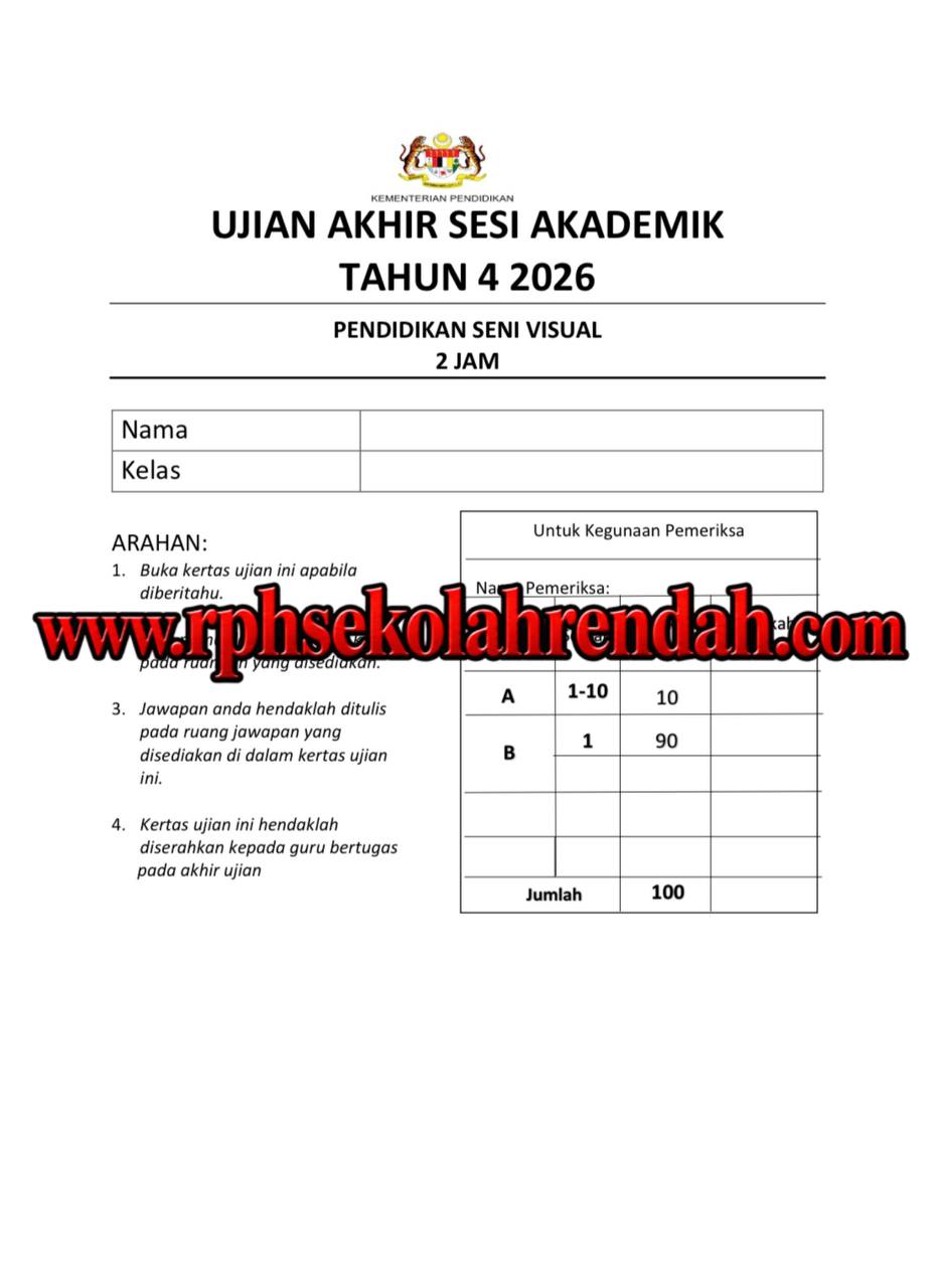 UASA - Pendidikan Seni Visual Tahun 4 2026 (Set 1 - Soalan Sahaja) UASA - Pendidikan Seni Visual Tahun 4 2026 (Set 1 - Soalan Sahaja) - Image 2