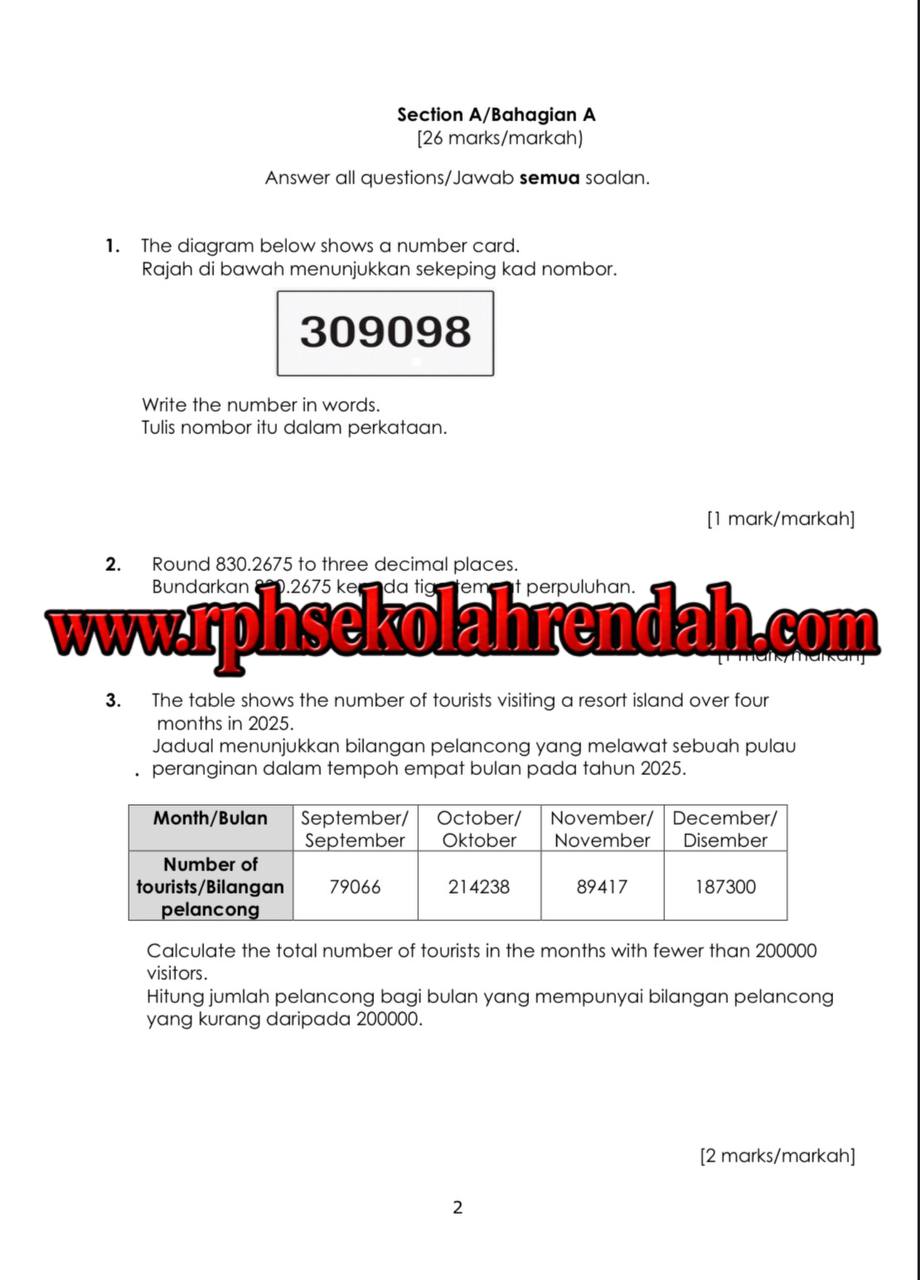 UASA - Mathematics DLP Tahun 5 2026 (Set 1 - Soalan +JSU) UASA - Mathematics DLP Tahun 5 2026 (Set 1 - Soalan +JSU) - Image 3