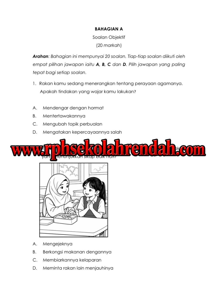 UASA - Pendidikan Moral Tahun 6 2026 (Set 1 - Soalan Sahaja) UASA - Pendidikan Moral Tahun 6 2026 (Set 1 - Soalan Sahaja) - Image 3