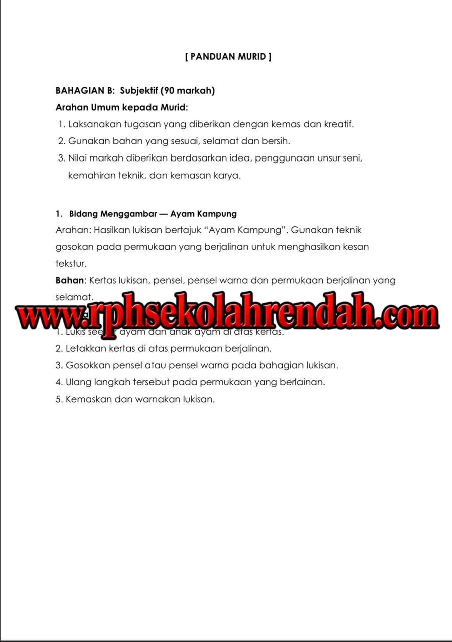 PASA - Pendidikan Seni Visual Tahun 1 2026 (Set 1 - Soalan Sahaja) PASA - Pendidikan Seni Visual Tahun 1 2026 (Set 1 - Soalan Sahaja) - Image 4