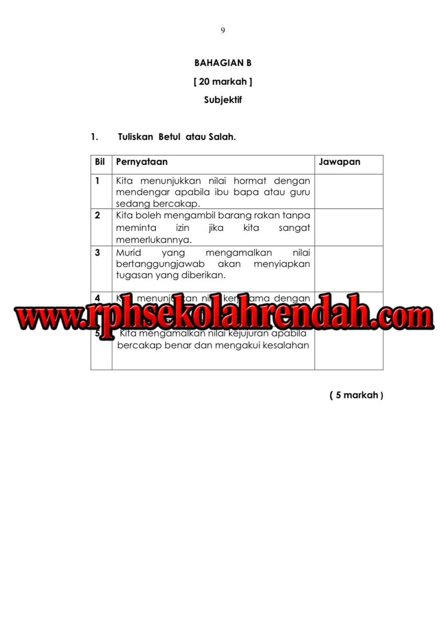 UASA - Pendidikan Moral Tahun 5 2026 (Set 1 - Soalan Sahaja) UASA - Pendidikan Moral Tahun 5 2026 (Set 1 - Soalan Sahaja) - Image 4